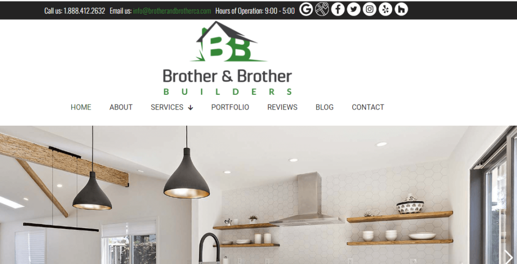 Homepage of Brother & Brother Builders / 
Link: brotherandbrotherbuilders.com