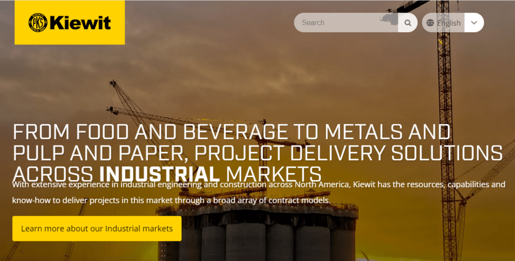 Homepage of Kiewit Corporation / 
Link: www.kiewit.com