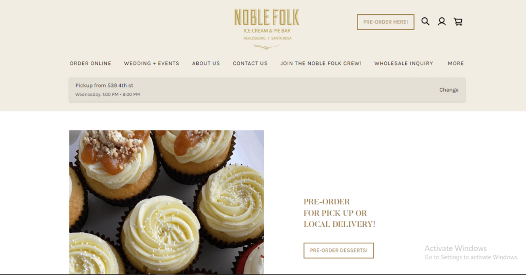 Homepage of Noble Folk Ice Cream and Pie Bar / 
Link: https://www.thenoblefolk.com/