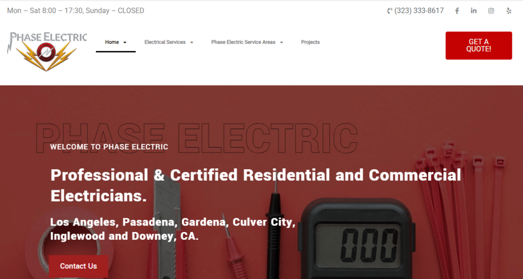 Homepage of Phase Electric / 
Link: www.phaselectric.com