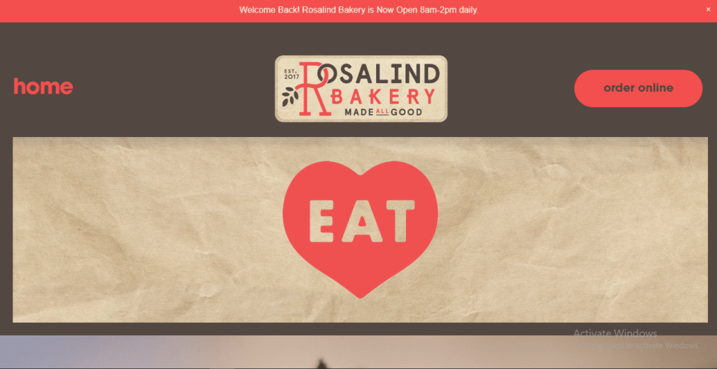 Homepage of Rosalind Bakery / 
Link: https://www.rosalindbakery.com/