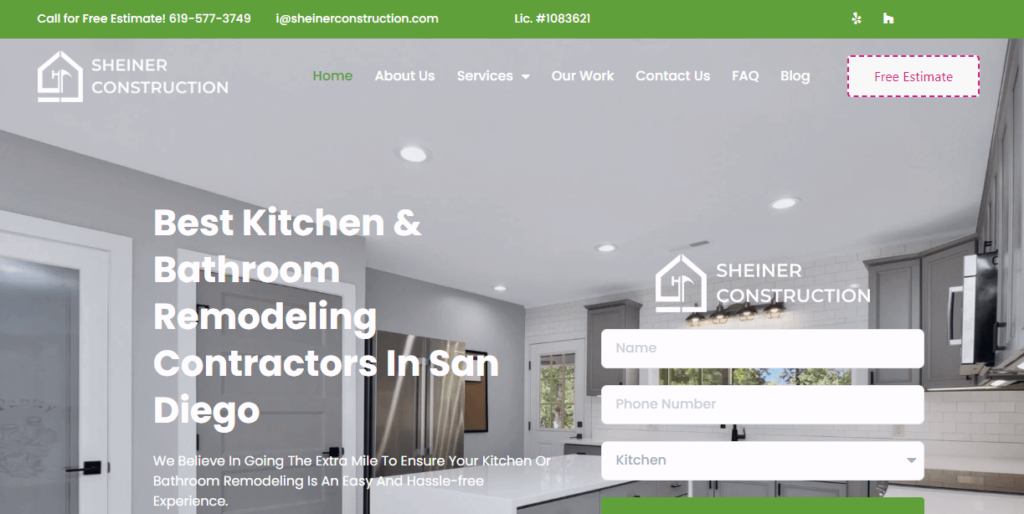 Homepage of Sheiner Construction / 
Link: sheinerconstruction.com