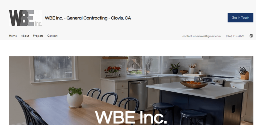 Homepage of WBE Clovis - General Construction / 
Link: www.wbeclovis.com