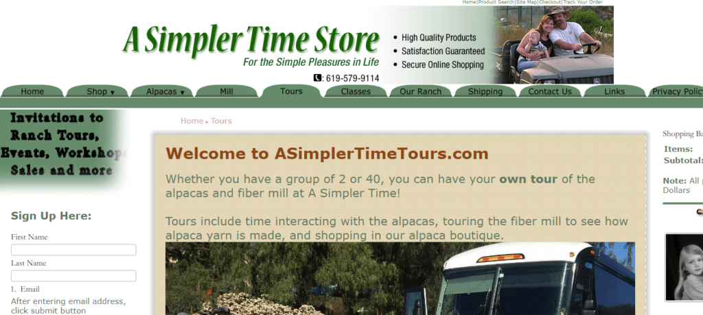 Homepage of A Simpler Time Alpaca Farm and Mill / 
Link: www.asimplertimestore.com