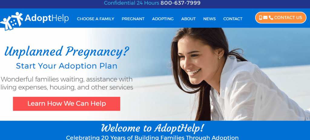Homepage of AdoptHelp / 
Link: adopthelp.com/