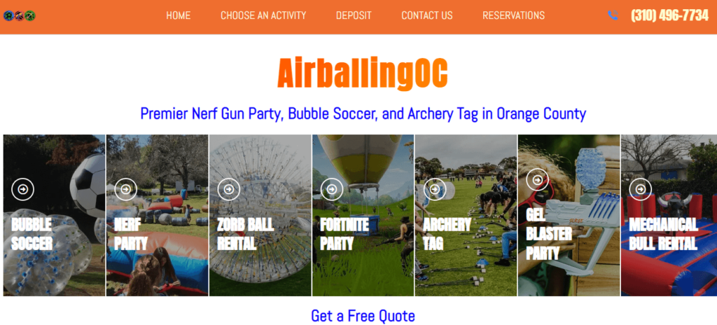 Homepage of Airballing OC / 
Link: airballingoc.com/
