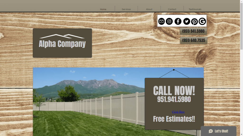 Homepage of Alpha Fence Company's Website / alphafenceca.com