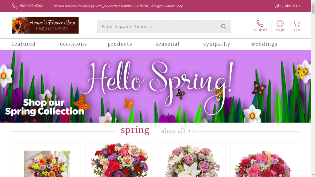 Homepage of Amigos Flower Shop's Website / amigosflowershop.com
