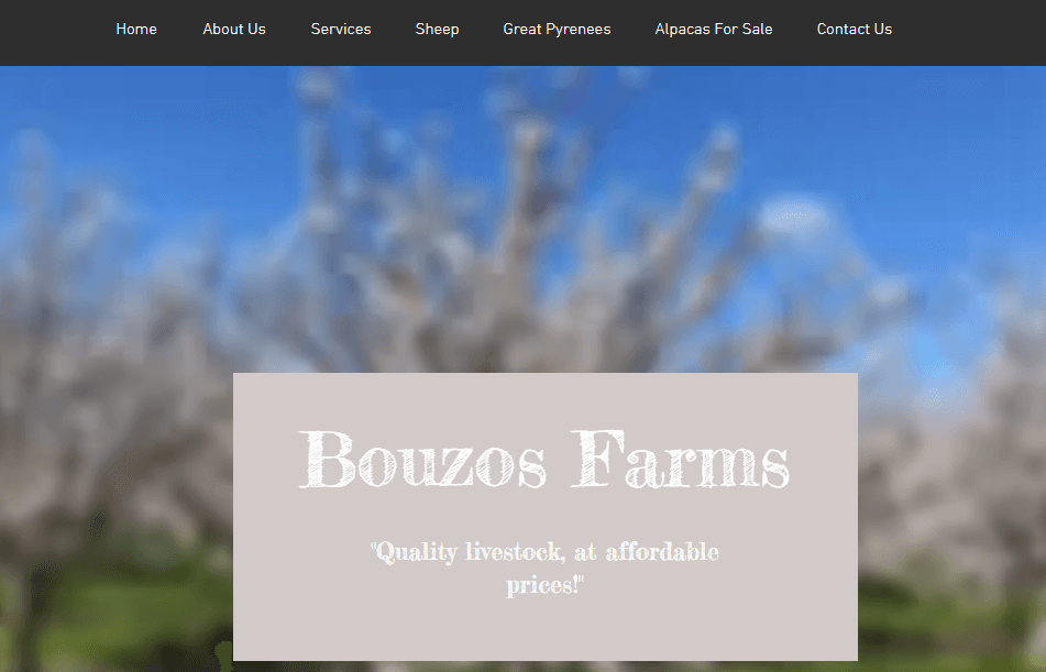 Homepage of Bouzos Farms / 
Link: www.bouzosfarms.com