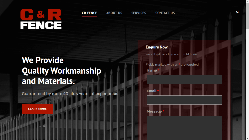 Homepage of C & R Fence Contractors Inc's Website / crfence.com