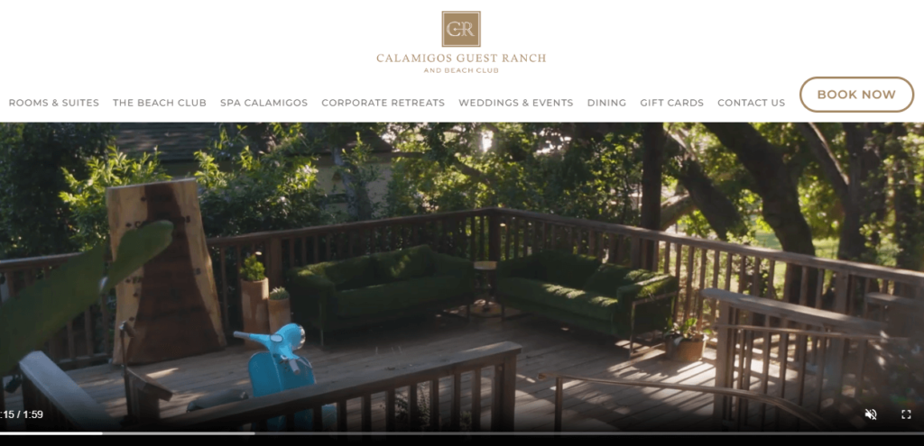 Homepage of Calamigos Guest Ranch and Beach Club / 
Link: https://calamigosguestranch.com/ 