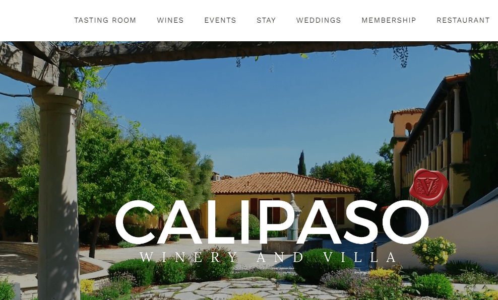 Homepage of CaliPaso Inn / 
Link: calipasowinery.com