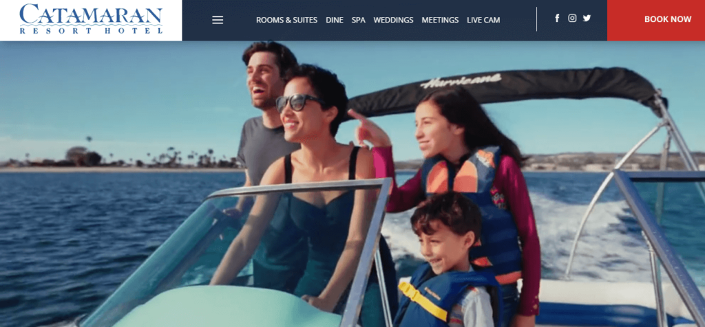 Homepage of the Catamaran Resort Hotel and Spa / Link: https://www.catamaranresort.com/