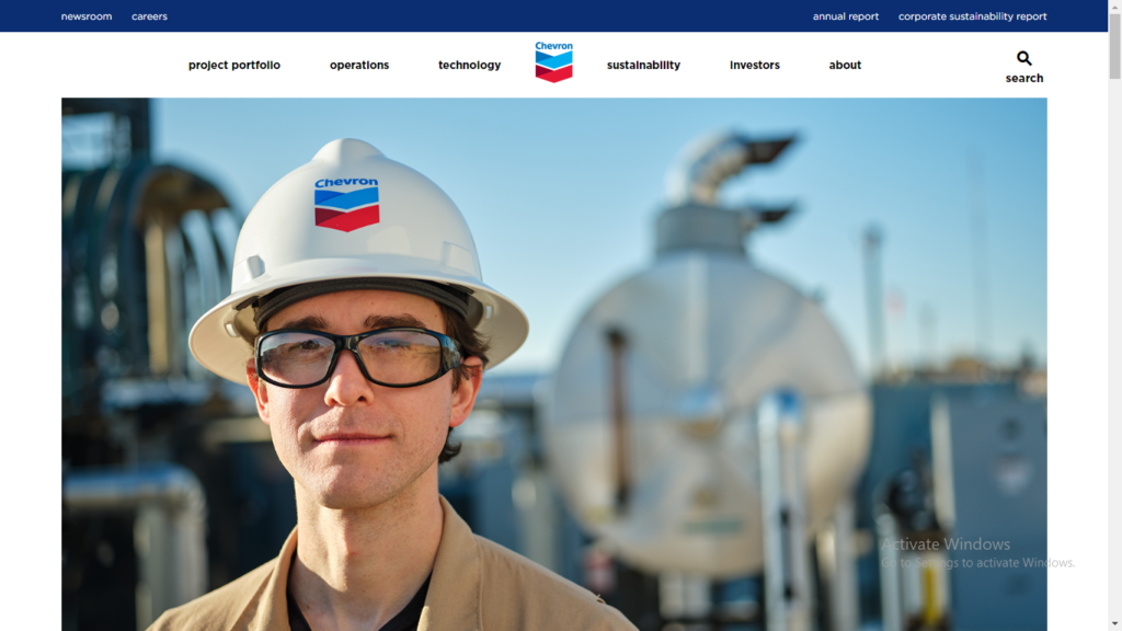 Homepage of Chevron's website / chevron.com