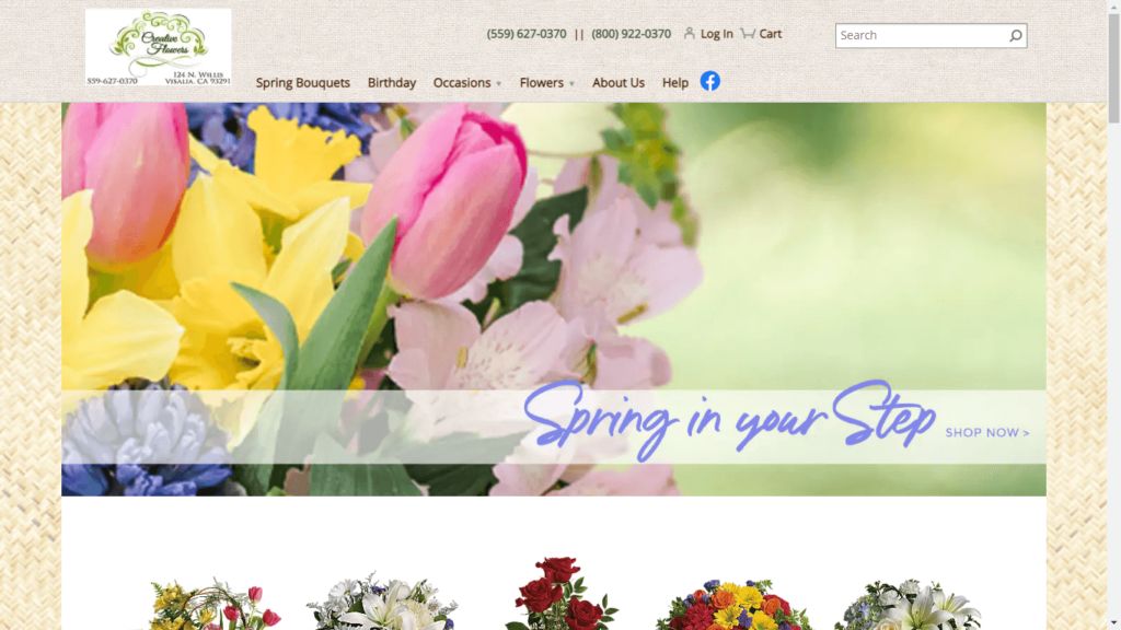 Homepage of Creative Flowers' Website / visaliacreativeflowers.com