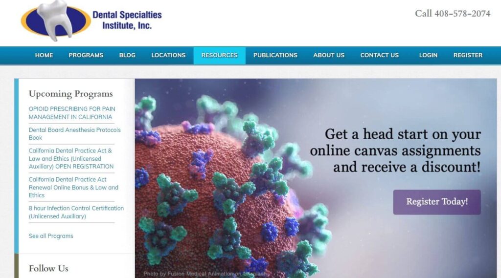 Homepage of Dental Specialties Institute / dentalspecialties.com
Link:
https://www.dental-specialties.com/