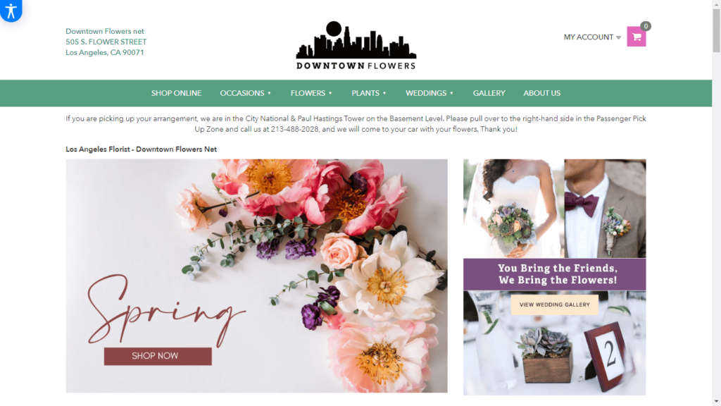Homepage of Downtown Flowers' Website / downtown-flowers.net