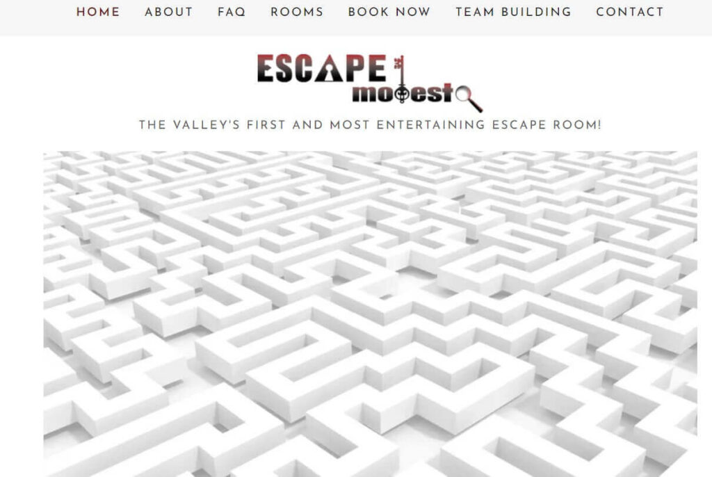 Homepage of Escape Modesto / escapemodesto.com
Link:
https://escapemodesto.com/