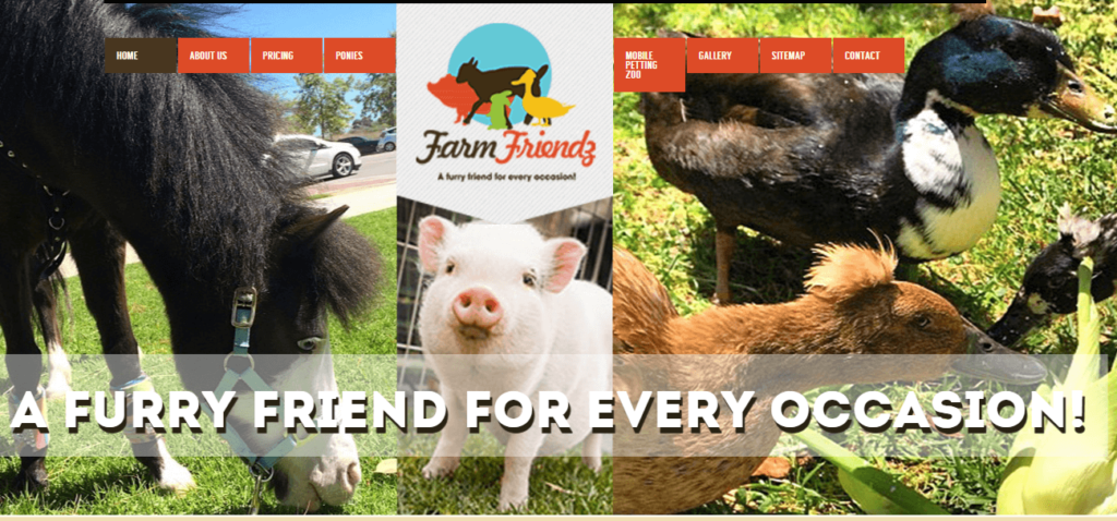 Homepage of Farm Friendz / 
Link: farmfriendz.com