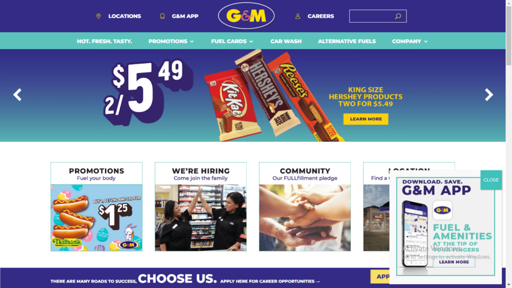 Homepage of G & M Oil Co's website / gmoc.com