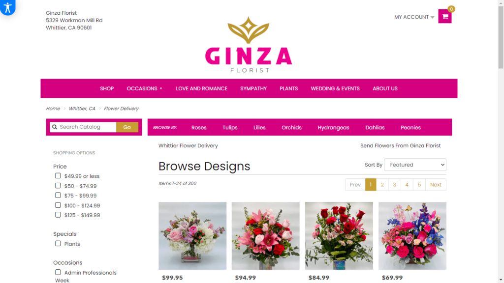 Homepage of Ginza Florist's Website / ginzaflorist.com