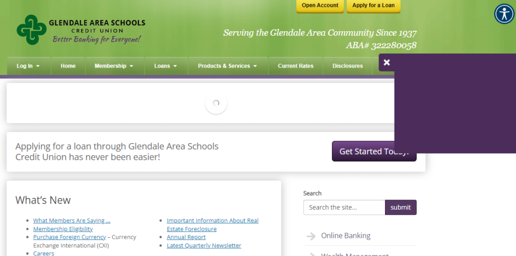 Homepage of Glendale Area Schools Credit Union /
Link: gascu.org