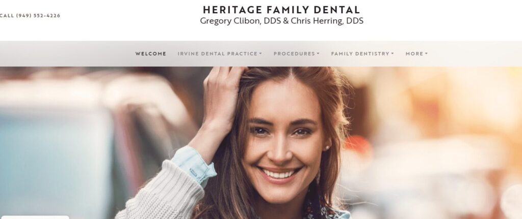 Homepage of Heritage Family Dental / ocyoursmile.com
Link:
https://www.ocyoursmile.com/