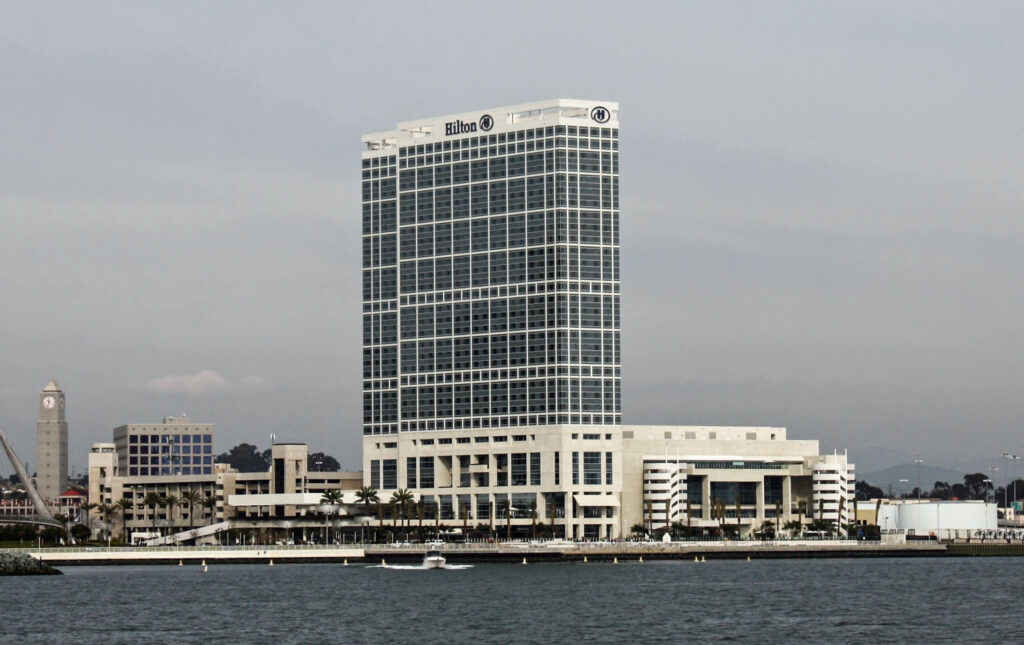 Exterior view of Hilton San Diego Bayfront / Wikipedia Commons / Bernard Gagnon
Link: https://commons.wikimedia.org/wiki/File:Hilton_San_Diego_Bayfront_Hotel.jpg