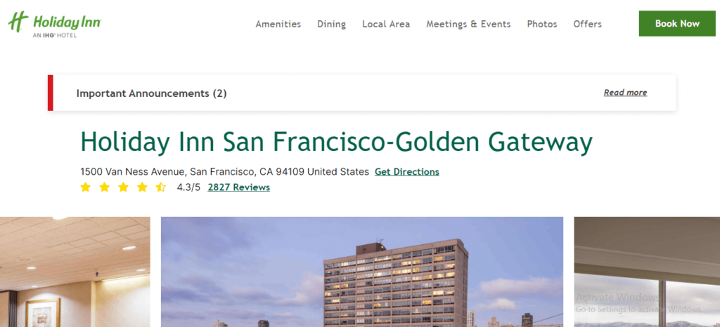 Homepage of Holiday Inn San Francisco-Golden Gateway's website / holidayinn.com