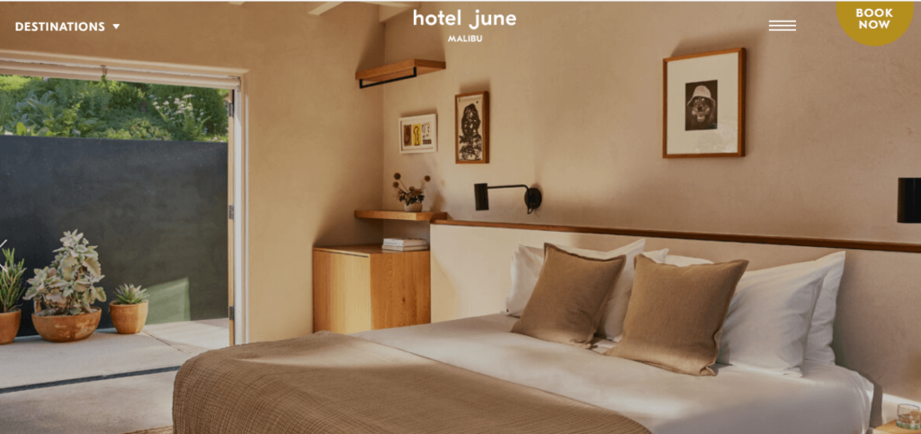 Homepage of Hotel June / 
Link: https://www.thehoteljune.com/malibu/ 