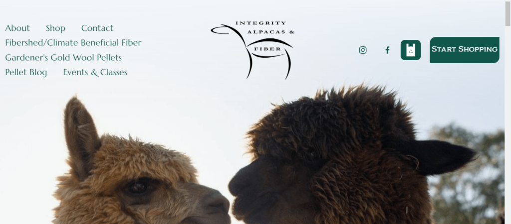 Homepage of Integrity Alpacas & Fiber / 
Link: www.integrityalpacas.com