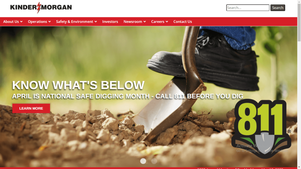 Homepage of Kinder Morgan Energy's website / kindermorgan.com