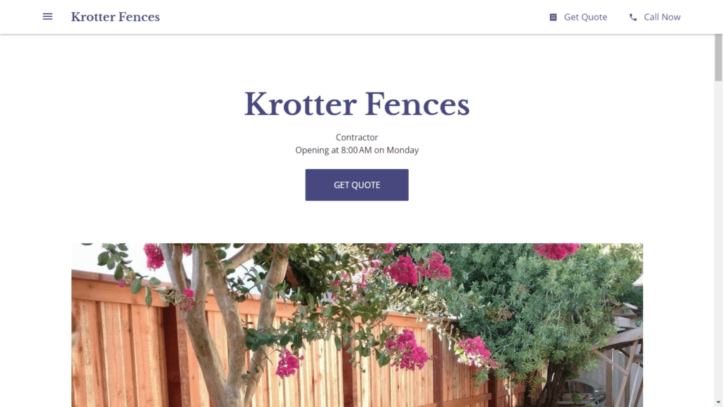 Homepage of Krotter Fences' Website / krotterfences.com