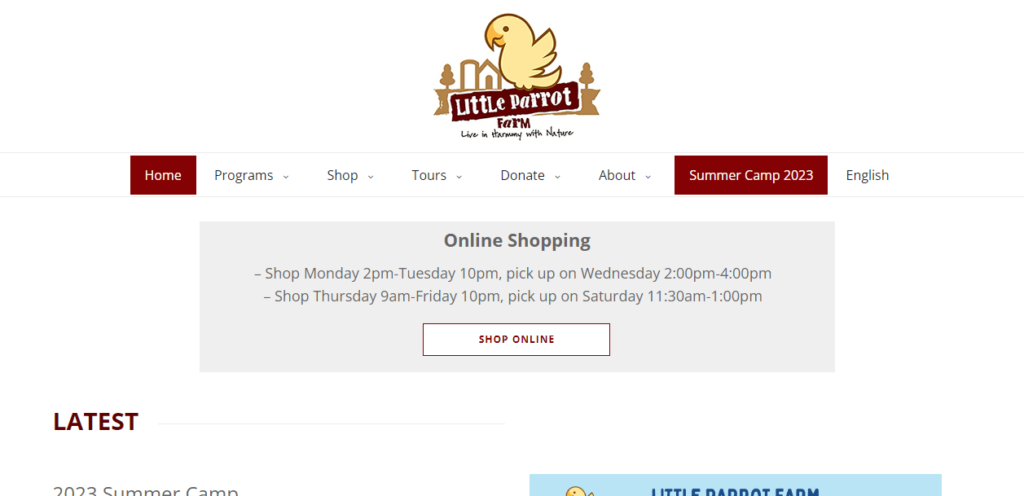 Homepage of Little Parrot Farm / 
Link: www.littleparrotfarm.org