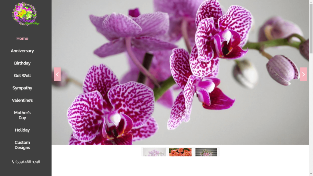 Homepage of Nana's Flower Shop's website / nanasflowershop.com