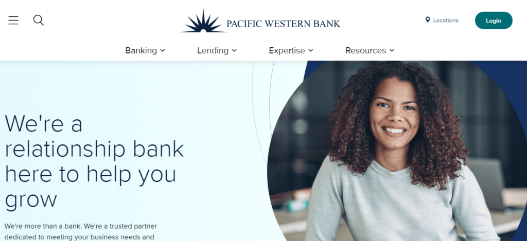 Homepage of Pacific Western Bank / 
Link: pacwest.com