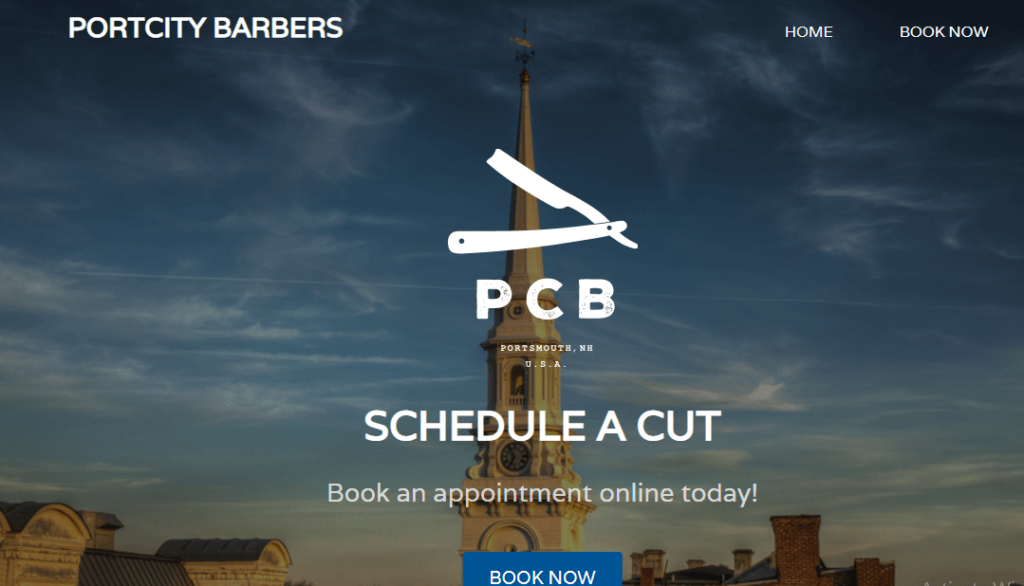 Homepage of Port City Barbers / 
Link: portcitybarbers.com