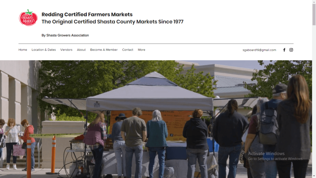 Homepage of Redding Farmers Market's website / reddingfarmersmarket.com
