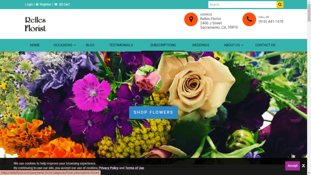 Homepage of Relles Florist's Website / rellesflorist.com