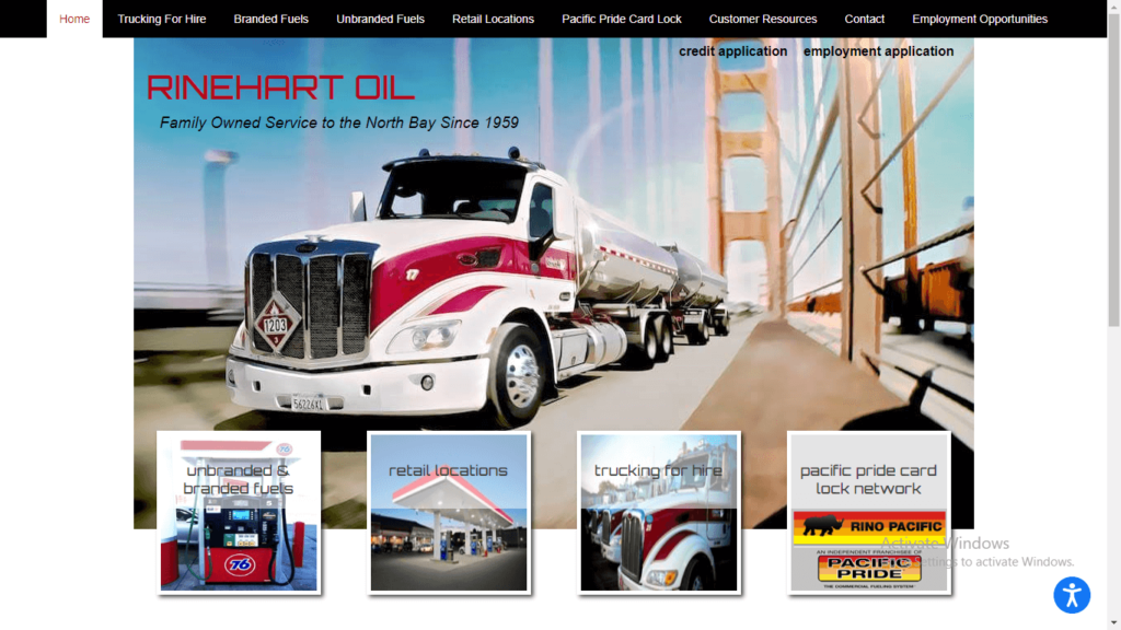 Homepage of Rinehart Oil Inc's website / rinehartoil.com