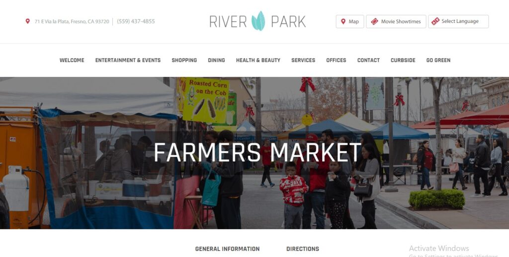 Homepage of River Park Farmers' Market's website / shopriverpark.com