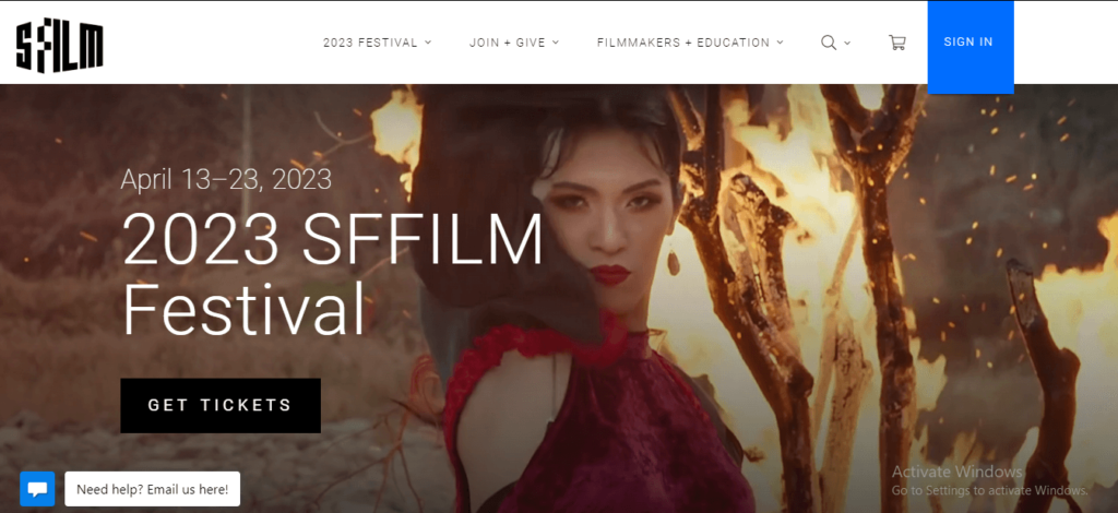 Homepage of San Francisco International Film Festival's website / sffilm.org