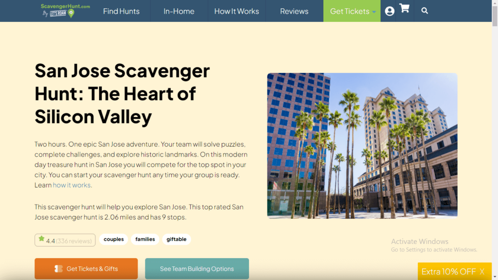 Homepage of San Jose Scavenger Hunt: The Heart of Silicon Valley's website / scavengerhunt.com