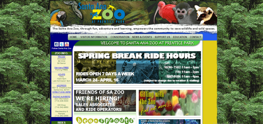 Homepage of Santa Ana Zoo / 
Link: santaanazoo.org
