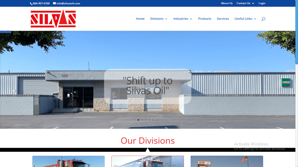 Homepage of Silvas Oil Co Inc's website / silvasoilcoinc.com