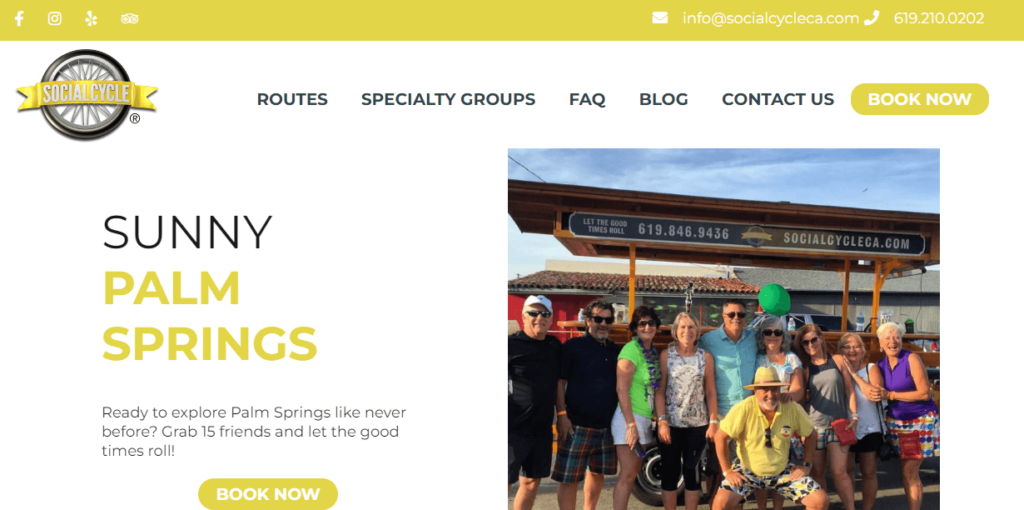 Homepage of Social Cycle / 
Link: socialcycleca.com/palm-springs/