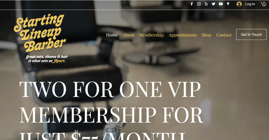 Homepage of Starting Lineup Barber Shop / 
Link: startinglineupbarber.com
