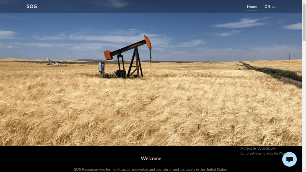 Homepage of Synergy Oil & Gas LLC's website / synergyog.com
