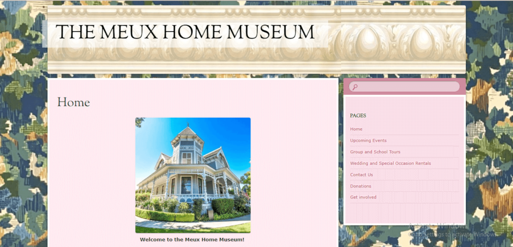 Homepage of the Meux Home Museum's website / meuxhomemuseum.org