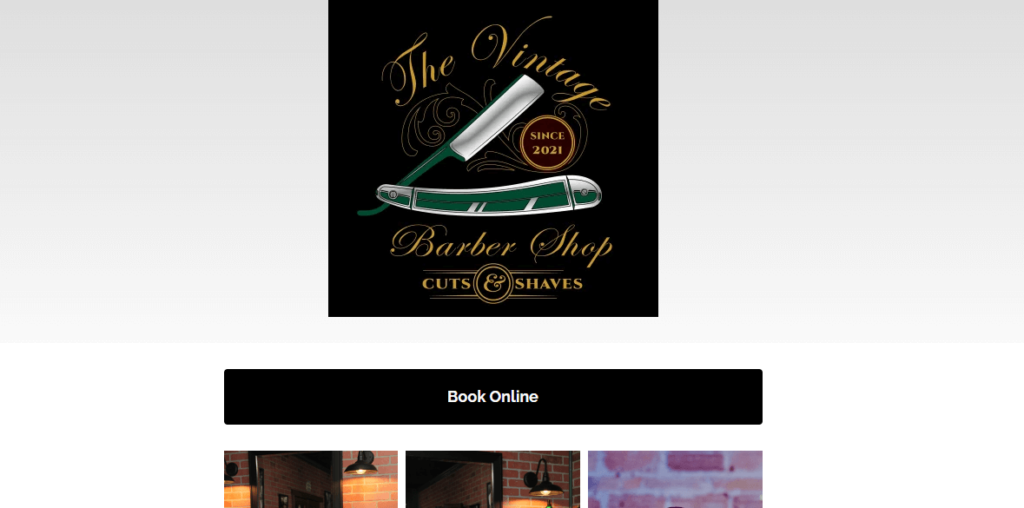 Homepage of The Vintage Barber Shop / 
Link: thevintagebarber.shop